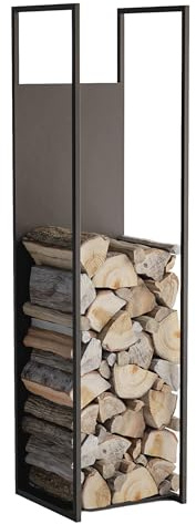 NWELD Kaminholzregal Aussen Brennholzregal Außen LOFT - Holzlager Holzunterstand für Kamin 122 x 30 x 30 cm, Metall Schwarz Matt, Industriedesign Holzhalter, Feuerholz Kaminholzregal Innen