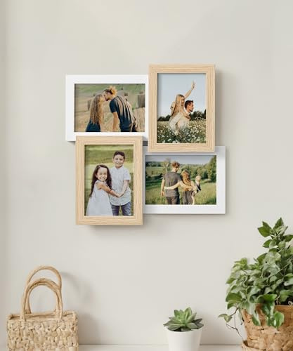 SUMGAR Bilderrahmen Collage 10x15 Holz Weiß 4er Set, 10 x 15 Fotorahmen Desktop oder Wand Geschenk Family Hochzeit Muttertagsgeschenk Geschenk für Mama Geschenk zum Muttertag