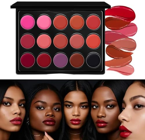 Palette a colori per labbra, del rossetto per trucco | Palette Glaze labbro idratante a 15 colori che idratante,Rossetto per trucco idratante portatile, costruibile per fidanzata, moglie,