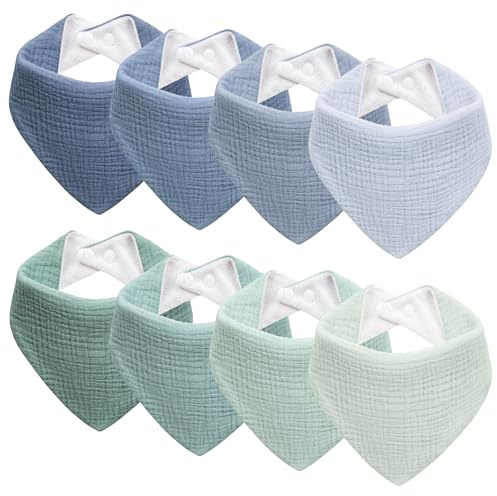 Kewlife Gift Baby Haklapp för Bebis Triangelduk Baby Muslin Halsduk Haklapp Justerbara för Pojkar och Flickor - 8 Stycken
