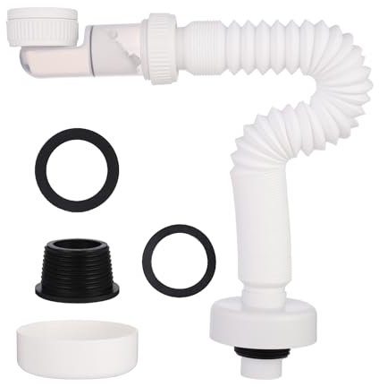 Sifone tubo di scarico 1 1/4 sifone, tubo di scarico con tubo di scarico flessibile con antiodore, tubo di scarico flessibile, scarico lavandino in plastica estensibile
