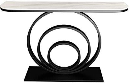 Console Fine, Table d'entrée en Fer, Table Basse en Roche Blanche, Longueur 80 cm, Table d'appoint Moderne, décoration de Meubles