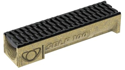 ANRIN SELF100 SMART grondaia da 1 m con rete a rete B125 zincata – Grondaia di drenaggio in calcestruzzo polimerico per vialetti, terrazze, passerelle – portata fino a 12,5 t, robusto scarico