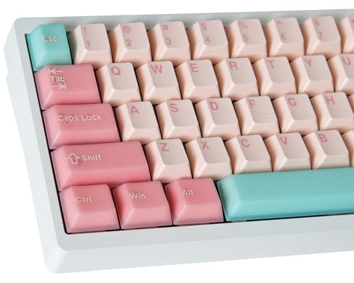 PBT Double Shot Keycaps,163 Keys Pink Translucent Minimalist Style Cute Circus Keycap Dye Sublimation Custom Keycaps for Cherry Gateron MX Swithes ISO/ANSI Layout Mechanical Keyboards