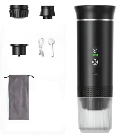 Nanopresso Portable Espresso Machine - Compact Travel Coffee Maker for Camping & Car - Handheld Design - 12V Compatible - Self Heating Option - Espresso Maker for Pods - Convenient & Rechargeable