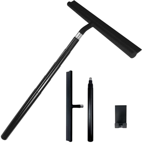 NONGYU Expandable Bathroom Window Cleaner Steel Long Handle Shower Scraper With Nonslip Hook Multipurpose Surfaces Maintenance Bathroom Cleaning Scraper