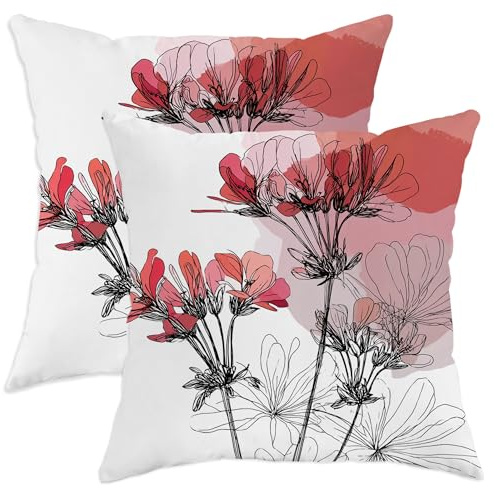 Set di 2 federe per cuscini con motivo floreale primaverile, motivo fiori di pesco, decorative quadrate, per casa, divano, letto, 71 x 71 cm
