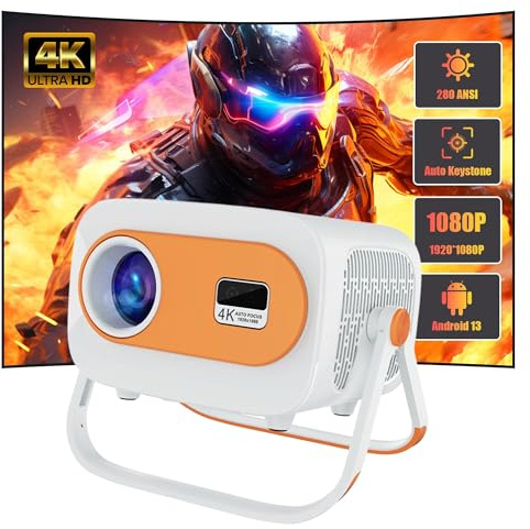 Miniproyector con HDMI, 300 lúmenes ANSI, resolución 1080P, proyector portátil para Dormitorio, Cine en casa y Uso en Exteriores, diseño Compacto, compatibilidad con 4K y proyección Inteligente 180