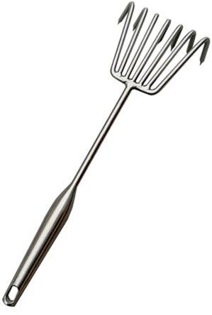 Fonowx Râteau de Jardin Cultivateur à Main Griffe Désherbage Acier Inoxydable Portable Compact Pratique pour Plage Jardinage Usage Domestique, L