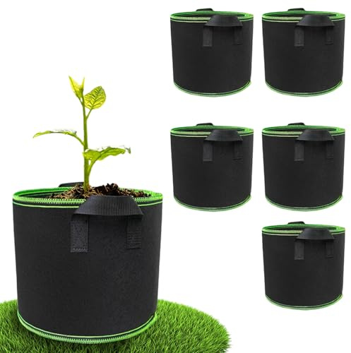 GWEOR 5 Bolsas de Cultivo de Tela No Tejida 20L con Asas, Macetas Reutilizables para Hortalizas y Plantas