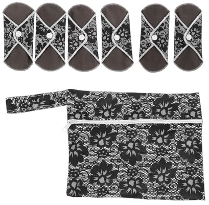 VINTORKY Toallas Sanitarias Lavables Reutilizables de Bambú y Fibra de Carbono, 6 Unidades Talla S Bolsa Portátil, Absorción Alta para Periodo Menstrual y Postparto Color Color Aleatorio