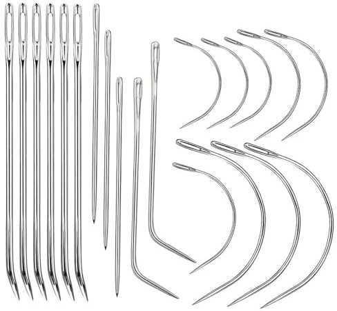 20 Piezas Agujas de Costura de Ojo Grande,Agujas Curvas,Aguja de Coser a Mano para Tapicería,Cuero,Alfombras y Reparación de Lonas