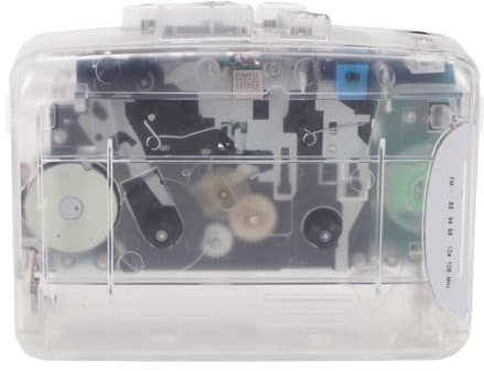 Tangxi Kassettspelare, Transparent Retro Bärbar Kassettbandspelare Inbyggd Ljuduppspelningsenhet med Hörlursuttag för Personlig Musiksamling Daglig Ljuduppspelning Underhållning (Genomskinlig Vit)