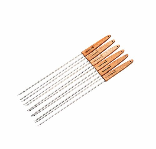 Campingaz 63959 Doppio spiedino con Manico in Legno, 6 spiedi, Lunghezza 44 cm