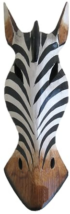 OMA Zebra Wall Mask African Wall Decor Hanging Wooden Hand Crafted African Jungle Safari Home Decor Gift LARGE SIZE