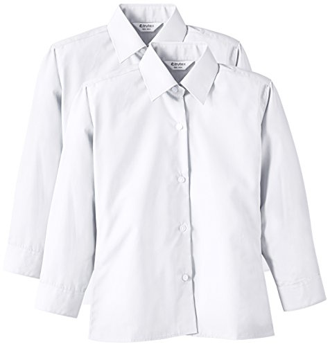Trutex Boy's Non Iron Long Sleeve Shirt (pack of 2), White, 16.5 inches