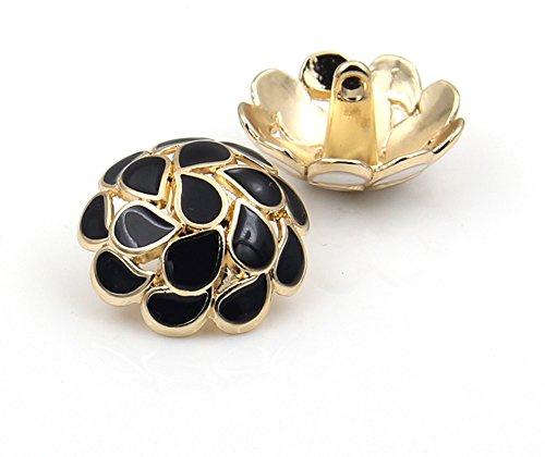 Metall-Knopf mit Gold-Schaft für modische Mäntel, Kleidung-Zubehör, 18 mm, 22 mm, 10 Stück, schwarz, 18 mm