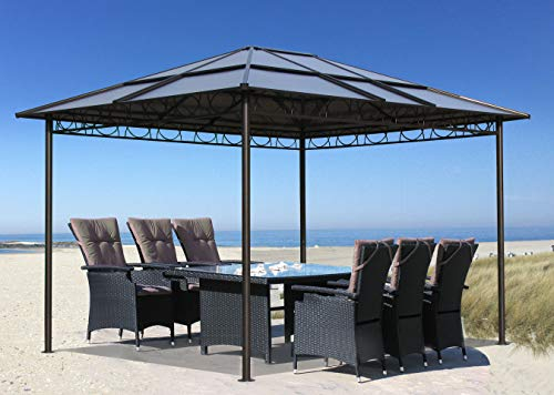 QUICK STAR Metall Garten Hardtop Pavillon 3x3,6m | Wasserdicht Winterfest Stabil | aus Doppelstegplatten Polycarbonat