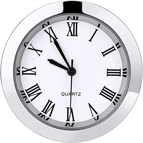 Hicarer 1-1/2 Inch (37 mm) Round Quartz Clock Insert Replacement Mini Quartz Movement Miniature Clock with Roman Numerals Fit 35 mm Diameter Hole White Dial