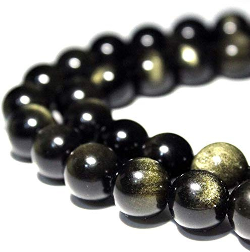 BENCHI 8mm Gold Meteorite Round Beads, 45pcs, DIY Jewelry Making, Energy Healing, Approx 15.5 inch, 1 Strand per Bag