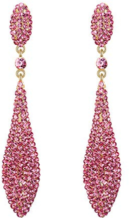 EVER FAITH Pendientes Mujer Hoja Afilada Rhinestone Colgantes Aretes Elegante Retro