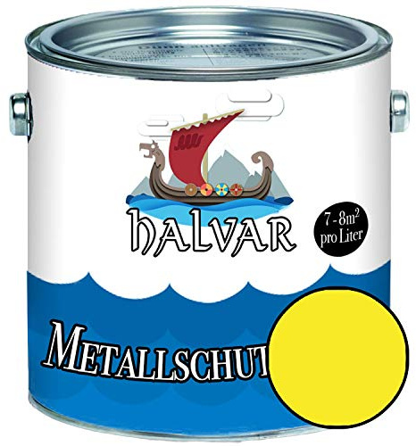 Halvar Metallschutzlack MATT Gelb RAL 1000-1037 Metallfarbe besonders robuster Kunstharzlack Wetterbeständig & perfekter Langzeitschutz Metall (1 L, RAL 1018 Zinkgelb)