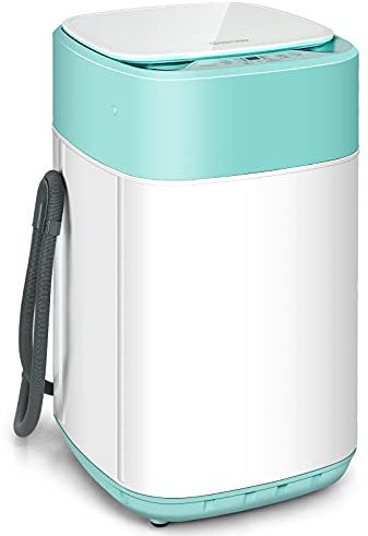 COSTWAY Portable Washing Machine, 8 Lbs Capacity, Built-in Drain Pump, Compact Laundry Washer with 6 Programs, 6 Water Levels, Child Lock, Full-Automatic washer for RV, Dorm, Apartment, Green