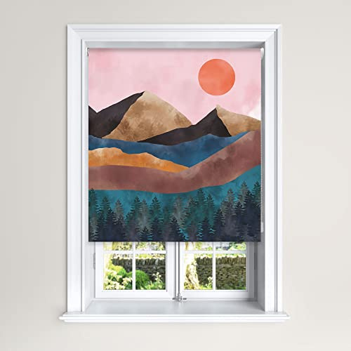 Lister Cartwright Tapestry Mountain Art Blackout Roller Blind Painted View Windows Blinds Child Safety Decor Painted Easy Fit Cut To Size (120 cm Width x 140 cm Drop)