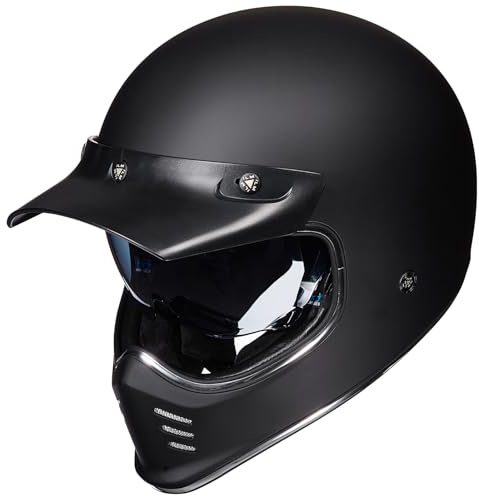 ILM Vintage Cascos de Moto para Adultos Hombres Mujeres Visera Interior Compatible para ATV Cruiser Scooter ECE22.06 Z502,Negro Mate,M
