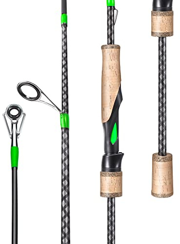 Sougayilang Angelruten, Graphit-Spinnruten, leicht, 2 Stück, Korkgriff, Casting Ruten, 1,8 m, grüne Spinnrute