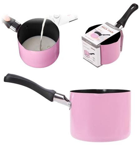 Mini Milchtopf, 500ml 10cm Kleine Antihaft Butterwärmer Kleine Suppentopf Milchpfanne mit Zwei Ausgießer für Nudel Suppen Milch Kochen(Rosa)