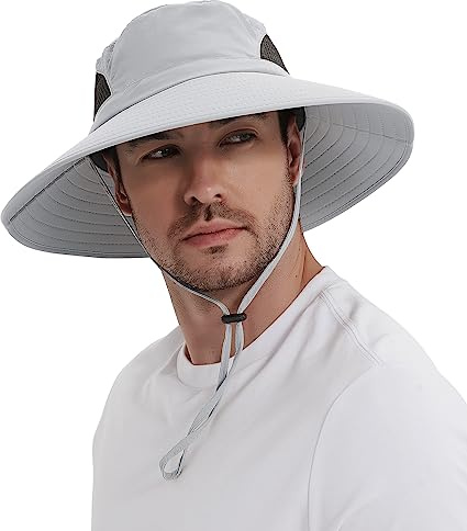 Wmcaps Sun Hats, Wide Brim UPF 50+ Foldable Fishing Safari Hat for Men | UV Protection Waterproof Packable Lightweight Summer Hat with Breathable Mesh and Adjustable Chin Strap for Walking Hiking