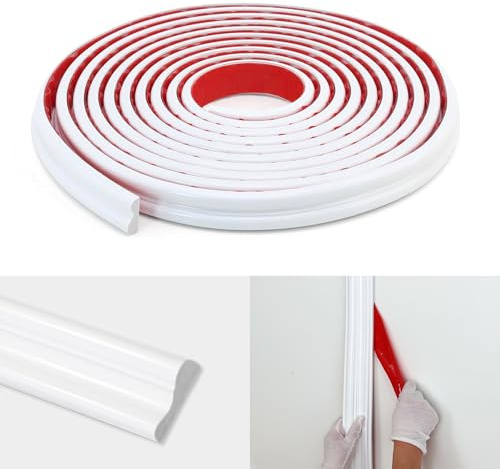 Taaizau Peel and Stick Wall Molding Trim, Flexible Strip for Mirror Frame, Chair Rail, Wall Protection and Home DIY Decoration (3m x 2.3cm)