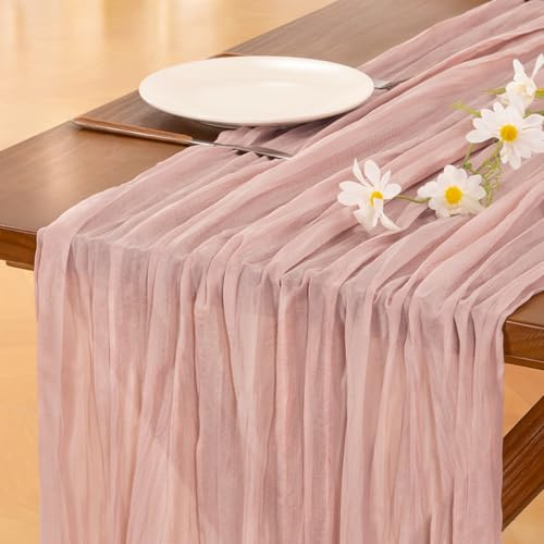 Socomi Seihtuch-Tischläufer, rustikal, Gaze, 304,8 cm, 3 m, für Hochzeit, Party, Babyparty, Geburtstag, Heimdekoration, 3 Stück