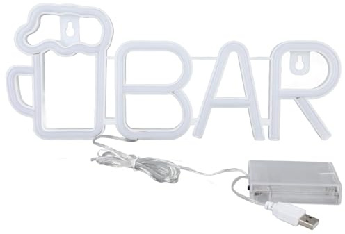 Luqeeg LED-Bierbar-Leuchtreklame, 14 Zoll Lang, Bar- und Bierbecherform, USB- oder Batteriebetrieben, Hohe Sicherheit, Einfach zu Bedienen, Breite Anwendung für Zuhause, Zimmer, (Weiße