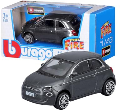 Bburago - Fiat 500E - Modèle réduit réaliste à l'échelle 1:43 (Couleur choisie au Hasard Parmi Les Couleurs Disponibles), Licence Officielle Fiat, âge recommandé 3+ Ans