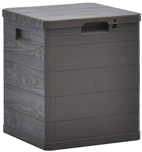 WIFESE 42,5x44x50 cm Garten Aufbewahrungsbox 90 L Gartentruhe Auflagenbox Kissenbox Gartenboxen Abschließbare Box Storage Boxes Gartenschrank Braun Kunststoff Holzoptik