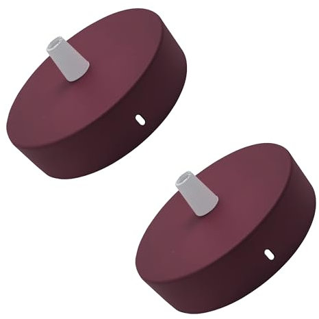 DC VOLTAGE Ceiling Rose Pendant Cable Grip Flex Clamp Plate for Light Fitting 100mm Diameter Vintage Metal Fitting Light Base UK Lighting 2Pack (Burgundy Sidefitting)