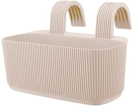 VERDENIA PERA Blumentopf Hängend – Stilvolle Blumenpräsentationslösung für den Außenbereich – Robuster Blumentopf aus Kunststoff – Beständig gegen äußere Einflüsse – 29x19x21cm – Beige