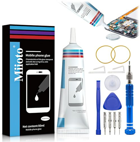 Miioto - Pegamento para teléfono móvil, adhesivo para pantalla inteligente, impermeable y de secado rápido, adecuado para la reparación de pantallas táctiles, monitores, piezas de caja, etc. - 50 ml