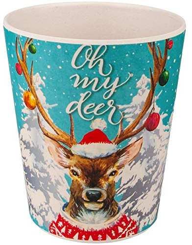 alles-meine.de GmbH Geschirr Motivwahl & Artikelwahl Kunststoff -_ 4 Stück Trinkbecher/Zahnputzbecher/Malbecher - Elch - Rentier - Weihnachtsmotiv - Weihnachten - Beche..