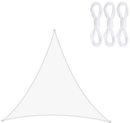 ENEN Toldo Vela de Sombra Triangular Impermeable Toldo Vela Exterior Terraza Protección Rayos UV Resistente Toldo Vela Rectangular con Ojales y Cuerda para Balcon, Jardín (2x2x2m,Blanco)