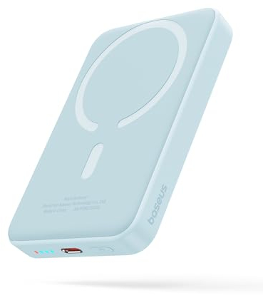 Baseus Powerbank magnetico 10000 mAh, batteria esterna Magsafe per iPhone 15/14/13/12 serie, PD 20 W, USB-C Mini Powerbank, azzurro