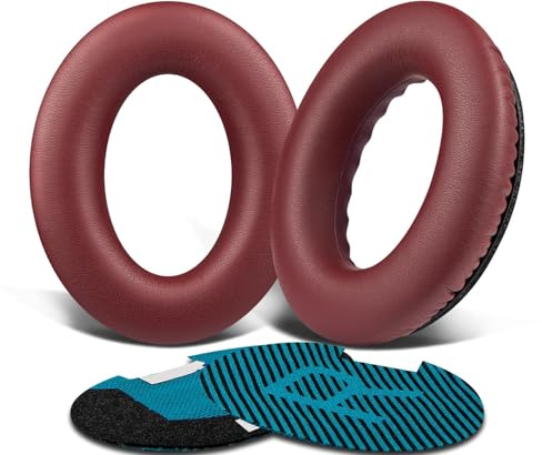 SoloWIT Protein Leather Earpads Cushions for Bose Headphones, Replacement Ear Pads for Bose QuietComfort 15 QC15 QC25 QC2 QC35/Ae2 Ae2i Ae2w/SoundTrue & SoundLink Around-Ear Series - Burgundy