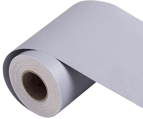 Jodimitty Matte Style PVC Wallpaper Border Self Adhesive 5 Meter x 10cm Solid Colour Peel and Stick Decorative Frame Border Wall Border (Light Grey)