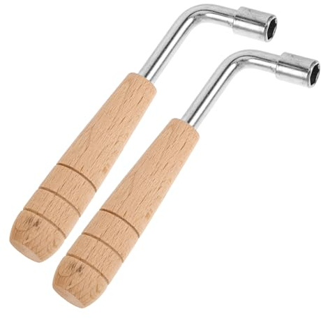 ibasenice 2 Stück Harfenstimmwerkzeug mit Ergonomischem Holzgriff und 7,0mm Sechseckigen Stimmwirbeln aus Edelstahl für Lyra Harfe und Saiteninstrumente
