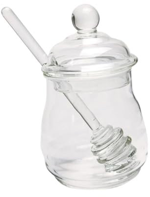 FUNOMOCYA Honigglas Aus Glas Mit Schöpflöffel Für Honig Sirup Und Marmelade Praktischer Glasbehälter Für Küche Und Lagerung Von Lebensmitteln