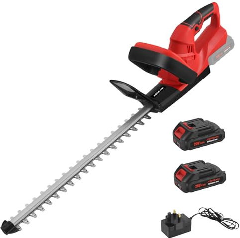 Cordless Hedge Trimmer, 20V 2.0Ah Electric Hedge Trimmer, 480mm Cutting Length & 15mm Cutting Width Blade, Lightweight Handheld Garden Cutter with 2 Batteries and Charger Included