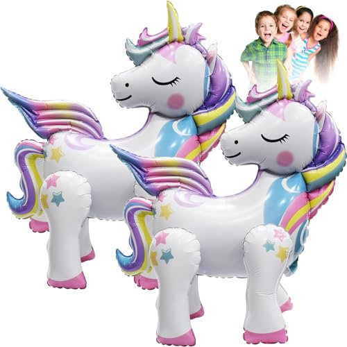 Globos De Unicornio De Pie, 2 piezas Globos de Aluminio de Unicornio, Globo de papel de unicornio 3D, 3D Globos de Unicornio, globos modelado unicornio, para decoración de fiestas