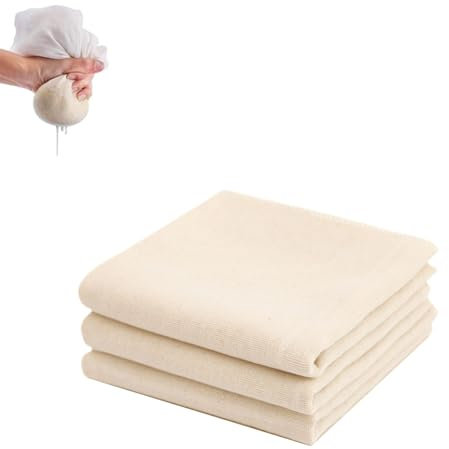 3 Pcs Muslin Cloths for Cooking 50 * 50cm Unbleached Cotton Cheesecloth,Ultra Fine Reusable Lint-Free Cheese Cloths for Straining,Baking,Decoration,Milk Cotton Yarn, Reusable Tea Bags, Jelly Bag